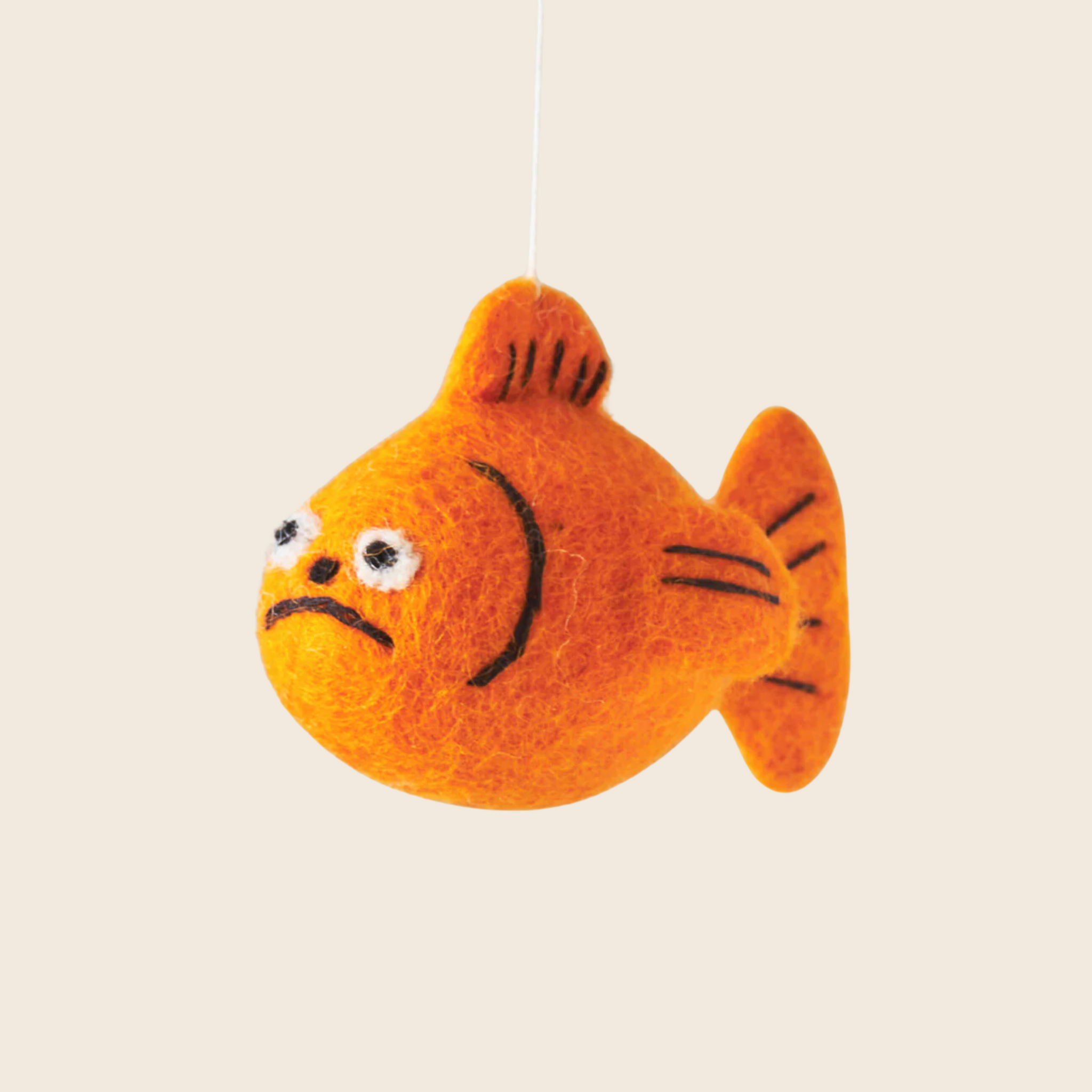 Needle Felted Grumpy Goldfish Decoration