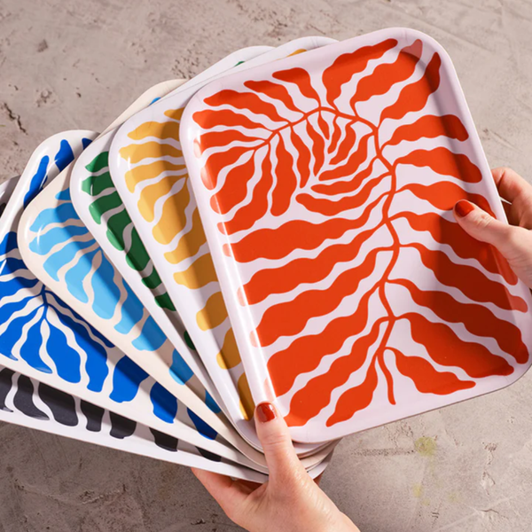 Small Black Leaves Serving Tray