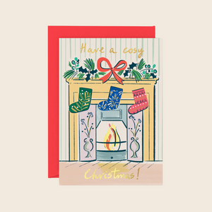 Cosy Christmas Fireplace Card