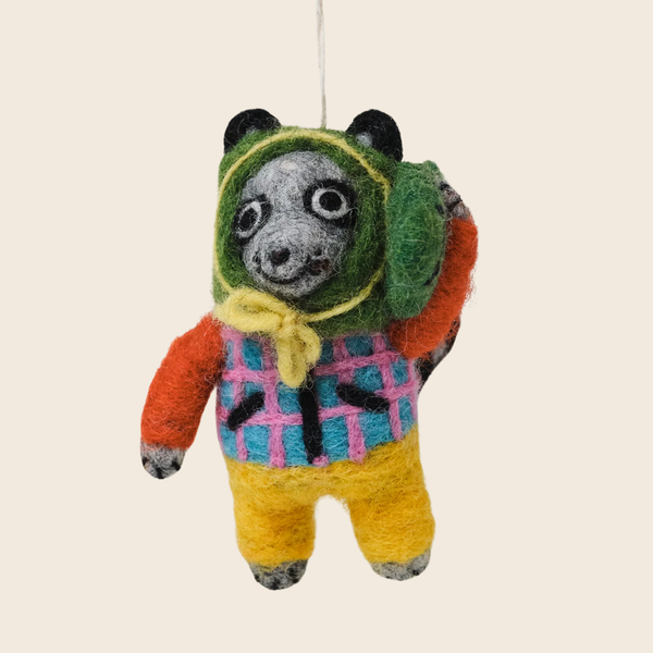 Needle Felted Raccoon Decoration