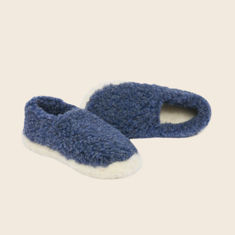 Yoko Wool Siberian Full Slippers | Dark Blue