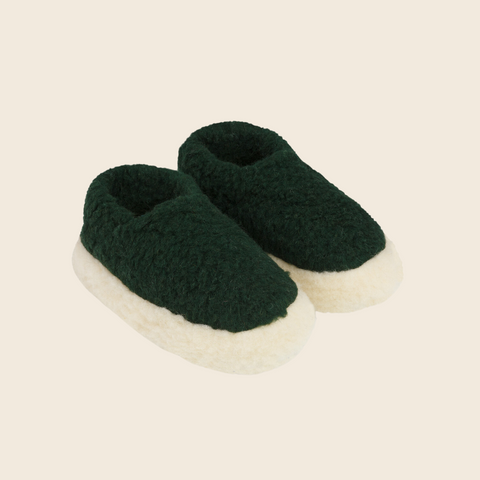 Yoko Wool Siberian Full Slippers | Dark Green