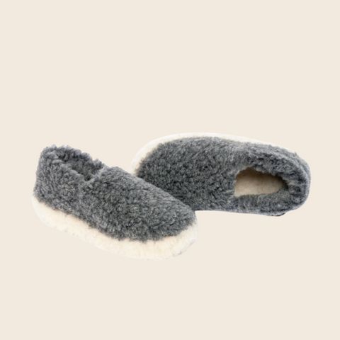 Yoko Wool Siberian Full Slippers | Graphite Grey