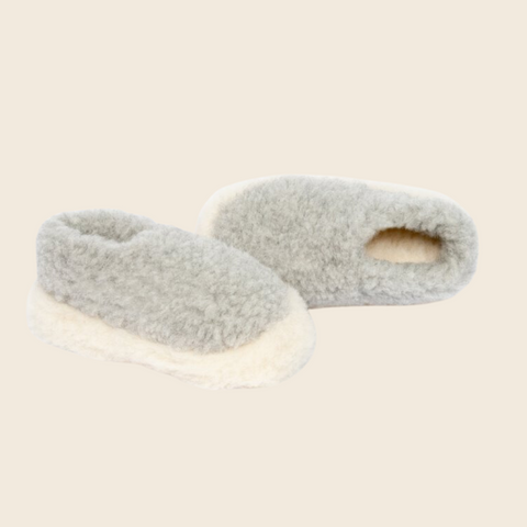 Yoko Wool Siberian Full Slippers | Light Grey