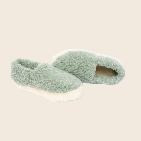 Yoko Wool Siberian Full Slippers | Green