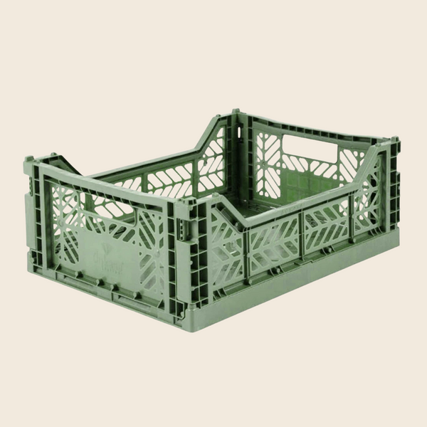 Midi Folding Storage Crate | Almond Green