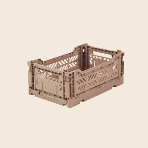 Aykasa Mini Folding Crate in Warm Taupe