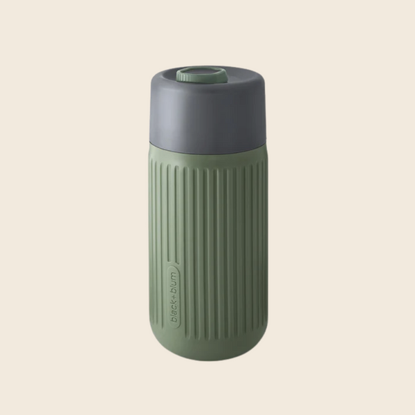 Black and Blum Glass Travel Cup in Olive Green