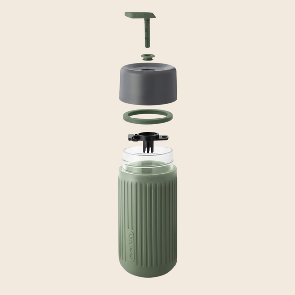 Black and Blum Glass Travel Cup in Olive Green
