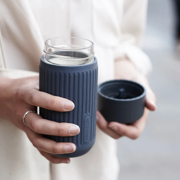 Black and Blum Glass Travel Cup in Slate Grey
