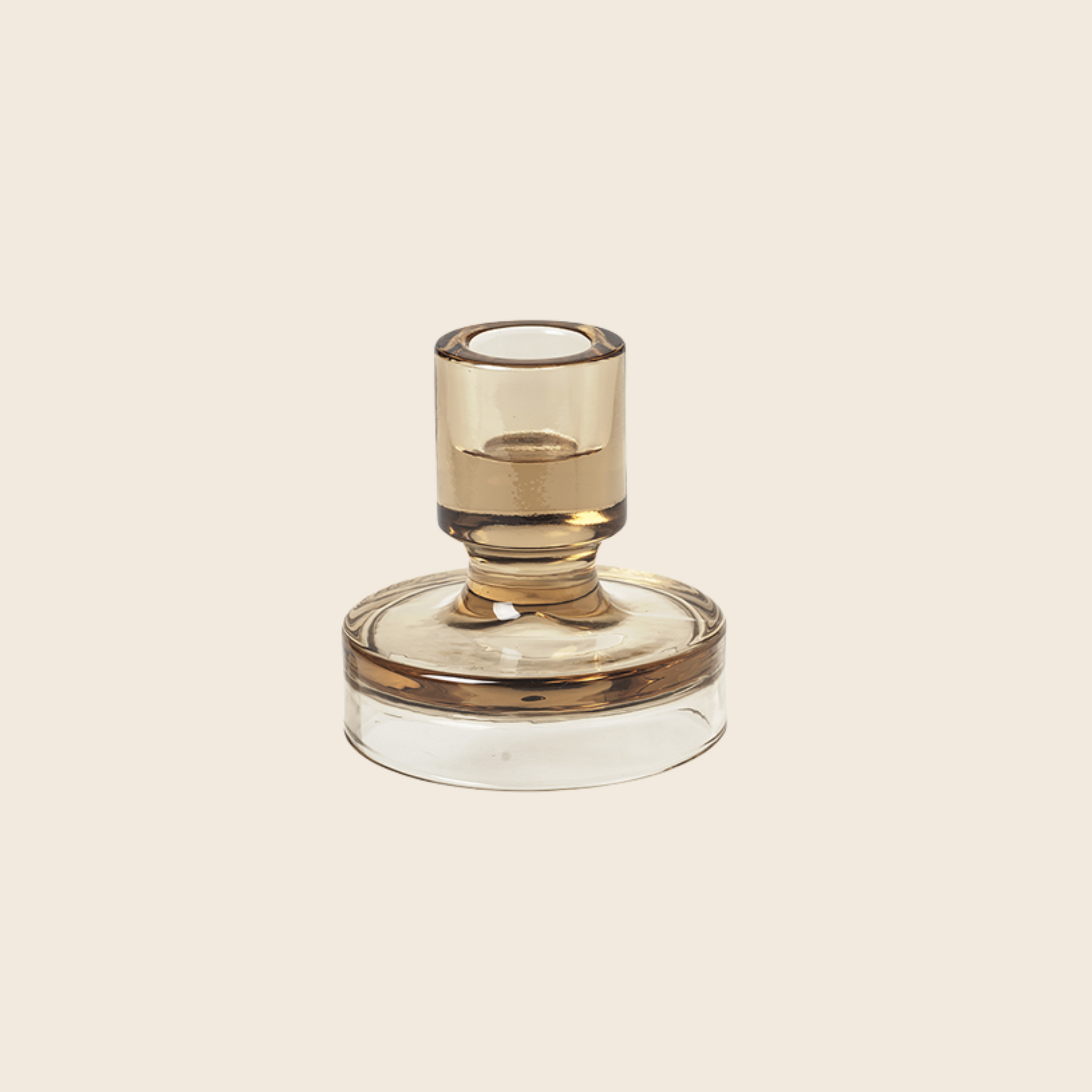 Glass Petra Candle Holder | Amber Tan