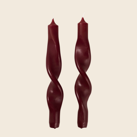 Twisted Candle Pair | Burgundy
