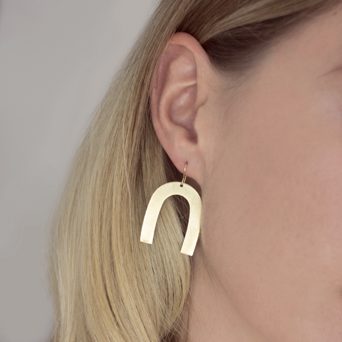Fawn and Rose Brass Arc Earrings