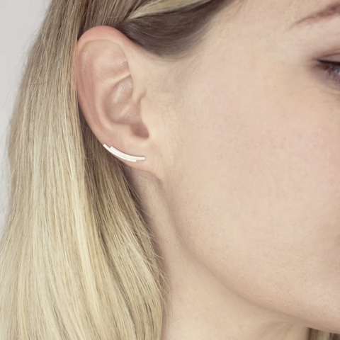 Double Bar Ear Climbers | Recycled Sterling Silver by Fawn and Rose