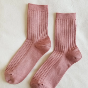 Le Bon Shoppe Knit Rib Her Socks in Desert Rose