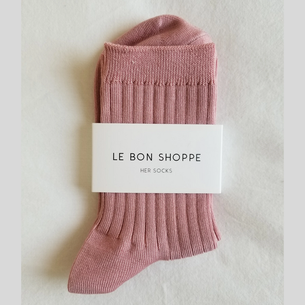 Le Bon Shoppe Knit Rib Her Socks in Desert Rose