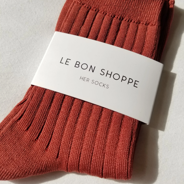 Le Bon Shoppe Knit Rib Her Socks | Terracotta