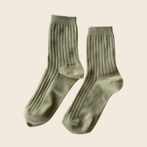 Le Bon Shoppe Knit Rib Her Socks | Avocado Green