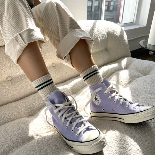 Le Bon Shoppe Boyfriend Socks in Oatmeal styled with converse