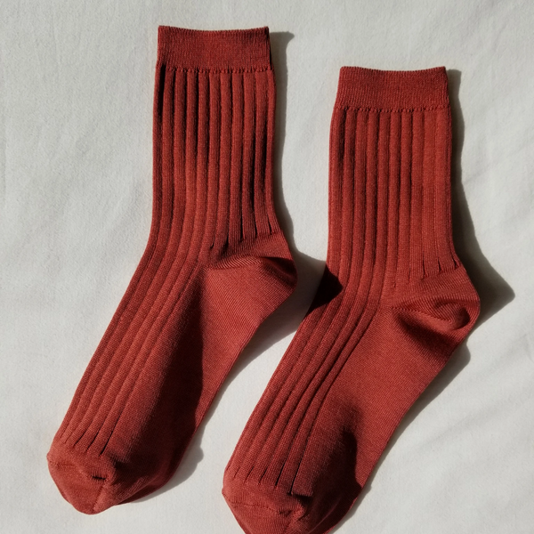 Le Bon Shoppe Knit Rib Her Socks | Terracotta