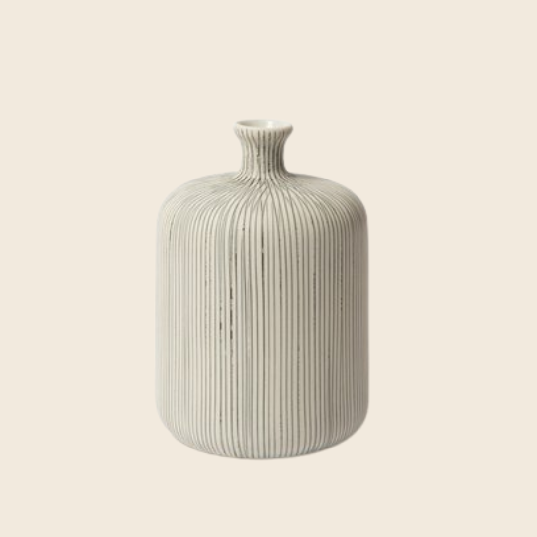 Lindform Small Ceramic Bottle | Grey Stripe