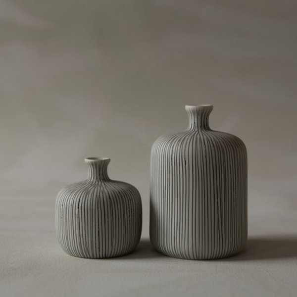 Lindform Mini Ceramic Bottle | Grey Stripe