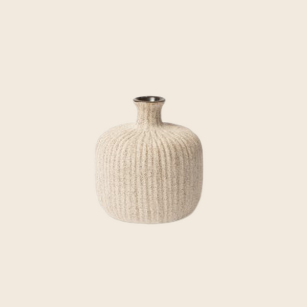 Mini Ceramic Bottle | Light Sand Stripe