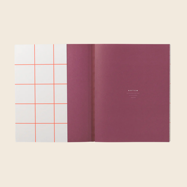 Large Uma Lay Flat Notebook | Red Grey Grid