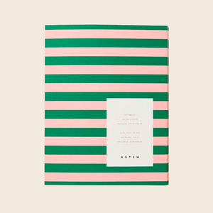 Medium Uma Lay Flat Notebook | Green and Pink Stripe